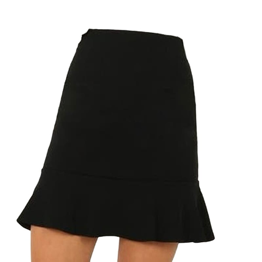 SHOWPO Smooth Talker Black Mini Flounce Skirt - Sz 10